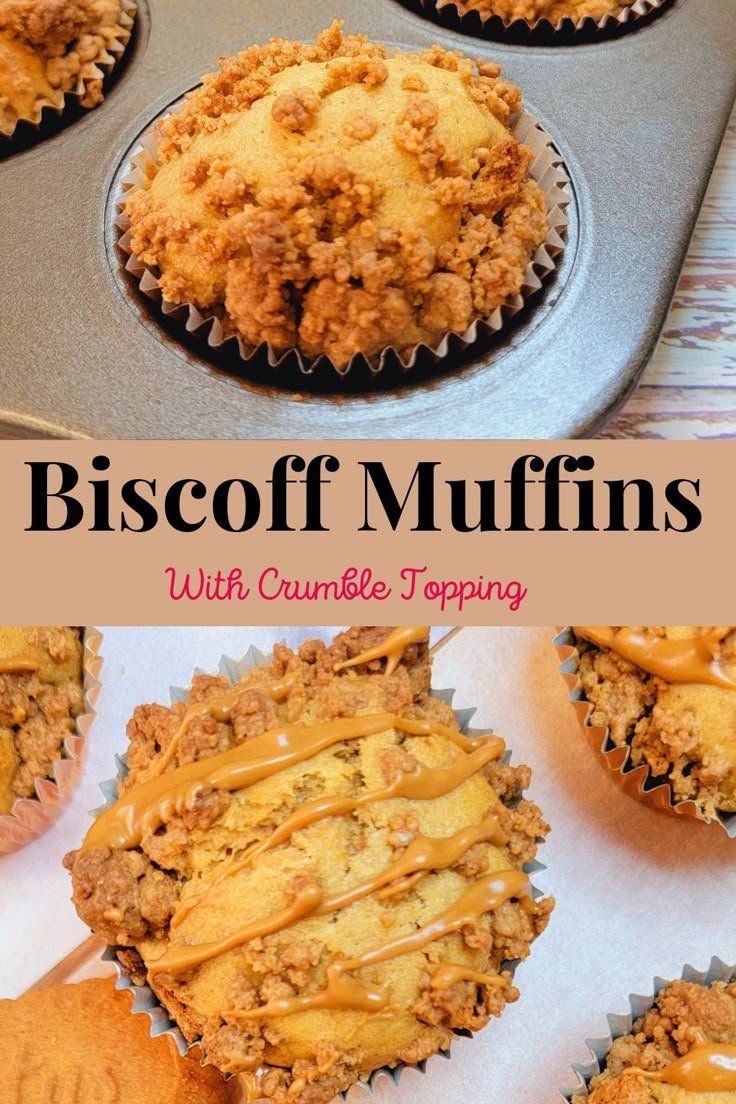 This Biscoff Muffins recipe results in moist, fluffy muffins. Made with speculoos cookie butter and topped with a quick biscoff streusel; the crushed biscoff cookies and the drizzling with more melted biscoff spread is optional, but definitely recommended! Biscoff Muffins, Biscoff Cookie Recipe, Fluffy Muffins, Speculoos Cookie Butter, Biscoff Recipes, Pumpkin Cream Cheese Muffins, Biscoff Cookie Butter, Biscoff Spread, Biscoff Cookies