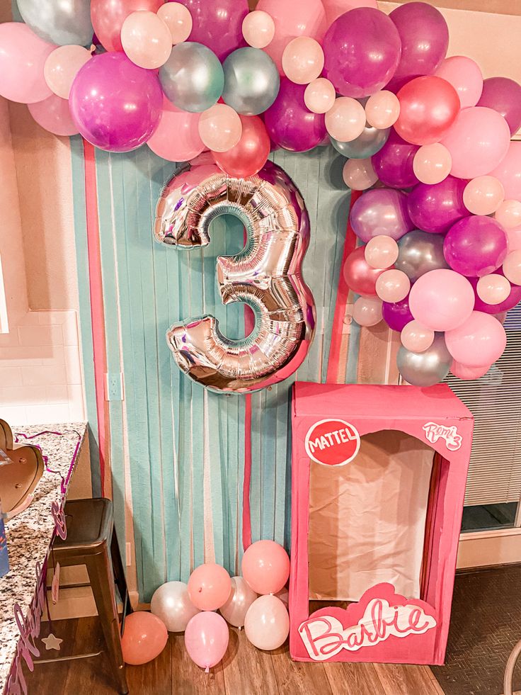 Barbie Theme 3rd Birthday, Third Birthday Barbie Theme, 3rd Birthday Barbie Party, Three Year Old Barbie Birthday Party, 3rd Barbie Birthday Party, Barbie 3rd Birthday Party Ideas, Barbie Birthday Party 3 Year, Barbie Third Birthday Party, Mermaid Barbie Party