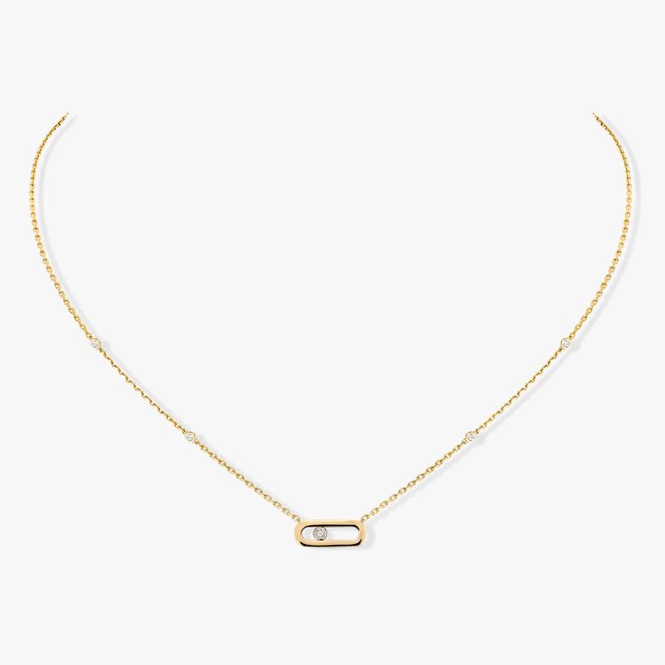 Move Uno Diamond Necklace in Yellow Gold | Messika 10053-YG Messika Move Uno, Long Diamond Necklace, Pendant Necklace Diamond, Dream Wishlist, Necklace Diamond, Gold Diamond Necklace, Bezel Set Diamond, Necklace Online, Diamond Pendant Necklace