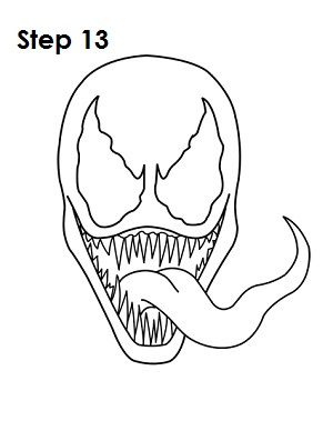 a drawing of an alien head with the words step 13