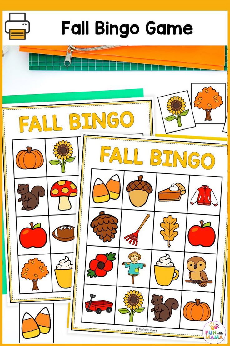 fall bingo game for kids to play with