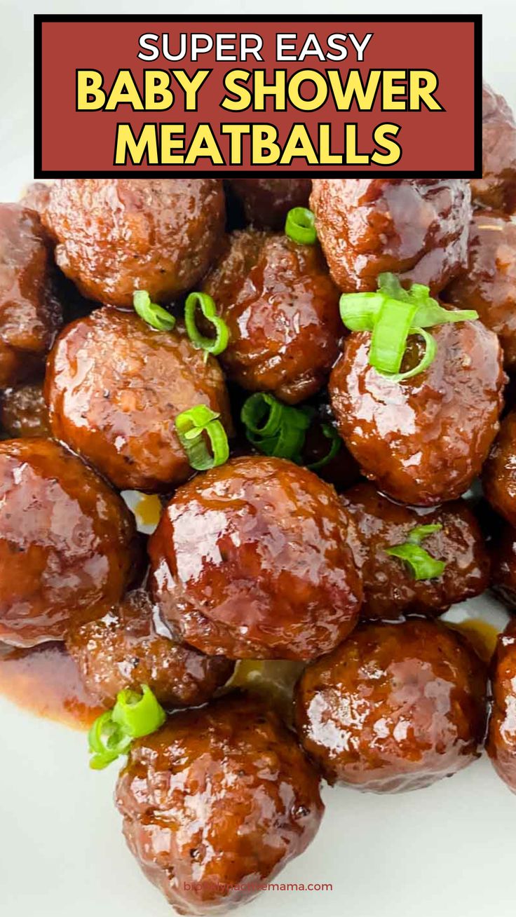 baby shower meatballs on a white plate