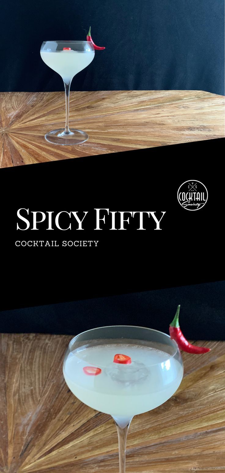 the cover of spicy fifty cocktails, with an image of a martini glass and chili peppers