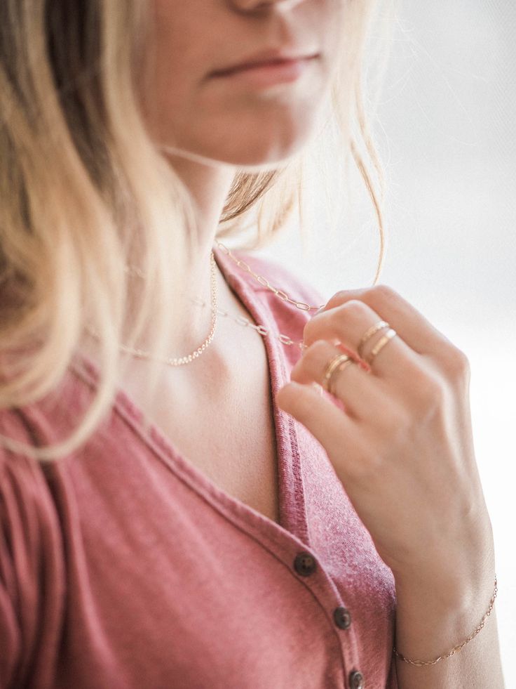 Our bold Paperclip chain is made with 14k gold filled, sterling silver and rose gold filled links measuring 3mm x 7.5mm. These are perfect for layering with other chains. Our favorite combo is the Paperclip as a texture, then add on a straight line chain like the Curb Chain. Lengths Bracelets: 6", 7", 8" with a .5" adjustable ending Anklets: 7", 8", 9", 10" with a 1" adjustable ending Necklaces:: 14", 16", 18" with a 1.5" adjustable ending Packaged in our logo stamped gift boxes, ready for gift Straight Line, Logo Stamp, Curb Chain, Paper Clip, Gift Boxes, Chain Lengths, Anklets, Gold Filled, Layering