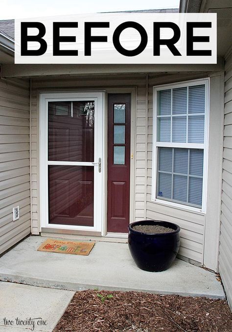 a front door with the words before and after on it