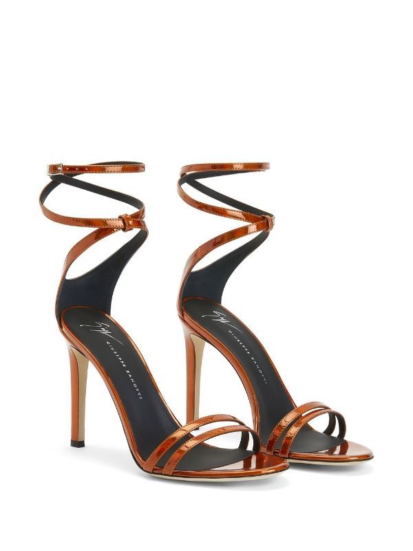 Giuseppe Zanotti Catia Strappy 105mm Sandals - Farfetch Shoes Heels Classy, Heels Classy, Hot Heels, Orange Leather, Designer Sandals, Ankle Straps, Shoe Game, Stiletto Heel, Giuseppe Zanotti