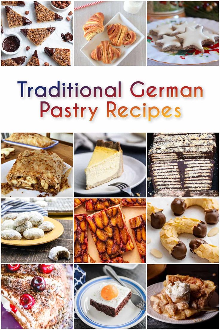 a collage of traditional german pastry recipes