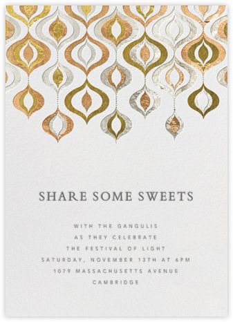 a white and gold party card with the words boozy evening on it