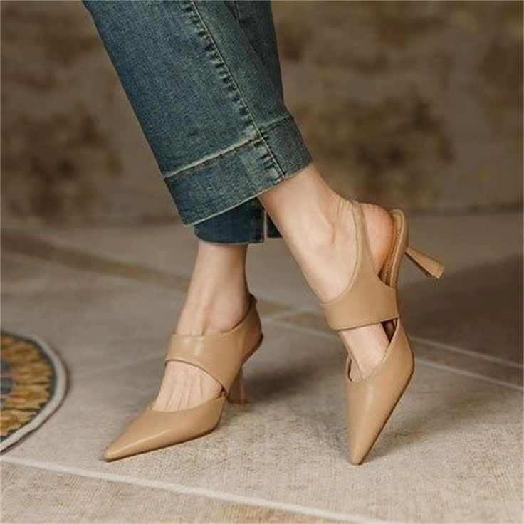 Shipping: Worldwide Express Shipping AvailableDelivery time: 7-15Days Fast ShippingReturns: Fast refund, 100% Money Back Guarantee.Brand Name: OYMLGHeel Height: High (5cm-8cm)With Platforms: NoSandal Type: Modern SandalsOrigin: Mainland ChinaOccasion: CasualUpper Material: PUOutsole Material: RubberBack Counter Type: Ankle StrapPattern Type: SolidSide Vamp Type: OpenFit: Fits true to size, take your normal sizeStyle: Office LadyHeel Type: Thin HeelsLining Material: PUClosure Type: Slip-OnModel N Summer High Heels Sandals, Summer High Heels, Classy Shoes, Shoe Designs, Closed Toe Sandals, Roman Fashion, Legging Outfits, Slingback Shoes, Stiletto Sandals