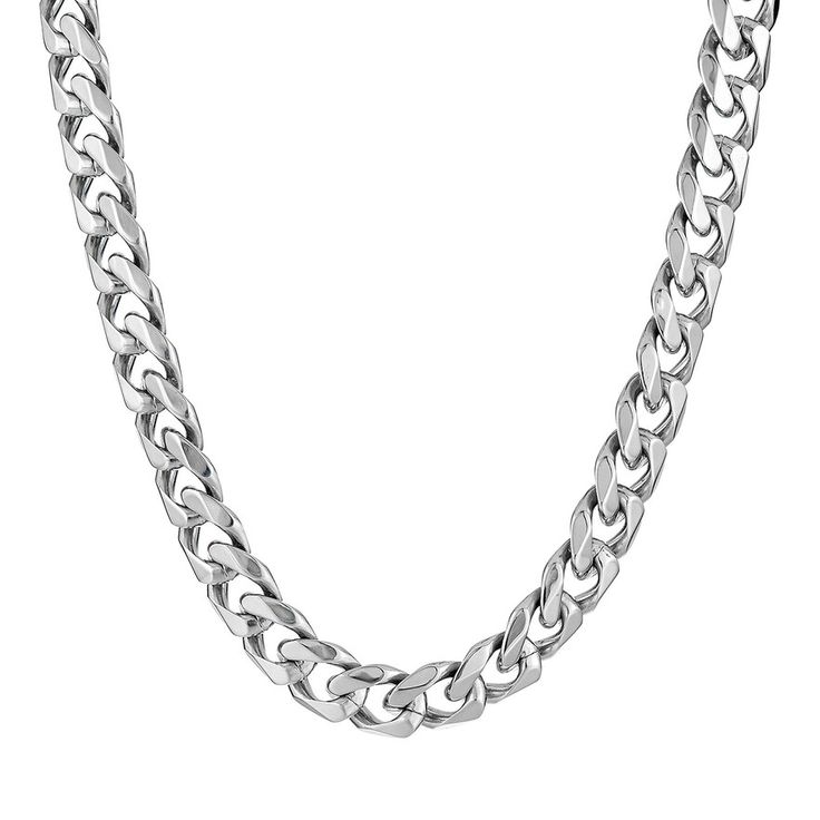 "Simple yet stylish, this LYNX curb chain necklace is perfect for everyday wear. Chain type: curb Chain width: 11 mm Metal: stainless steel Plating: ion plated Finish: polished Packaging: pouch Please note, due to the high value of this item, a signature may be required upon delivery. Size: 22"". Color: Grey. Gender: male. Age Group: adult." Everyday Cuban Link Metal Necklace, Classic Round Metal Chain Necklace, Silver Stainless Steel Figaro Chain Necklace, Everyday Metal Cuban Link Chain Necklace, Metal Figaro Chain Necklace, Everyday Cuban Link Metal Chain Necklace, Modern Metal Necklace With Curb Chain, Metal Curb Chain Link Jewelry, Modern Curb Chain Necklaces