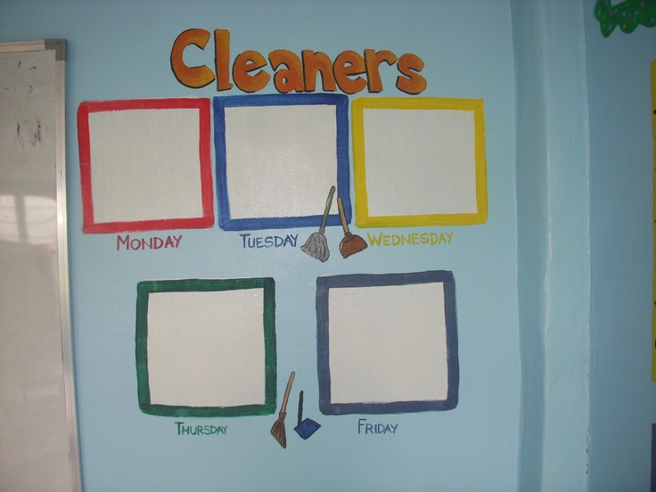 a bulletin board with the words cleaners written on it in different colors and shapes