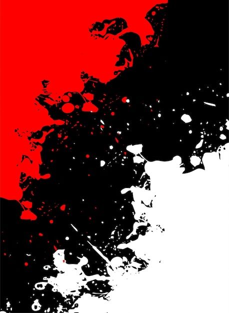 black and red paint splattered on a white background