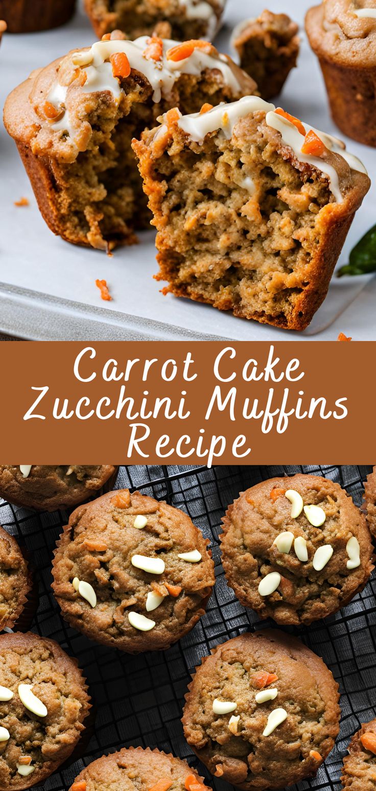 carrot cake zucchini muffins are on a cooling rack