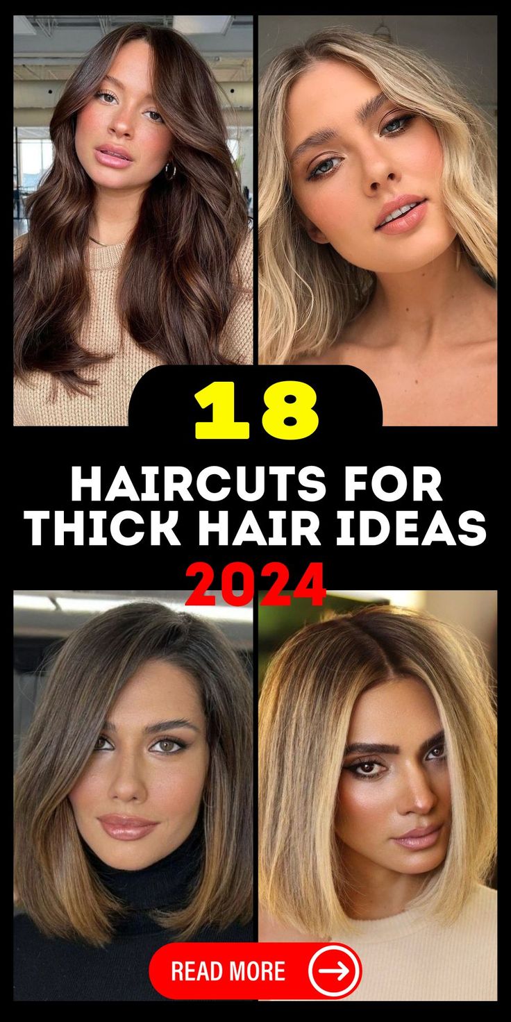 2024 Haircuts for Thick Hair 18 Ideas: Top Styles & Trends Thick Hair Bob Haircut, 2024 Haircuts, Thick Coarse Hair, Thick Natural Hair, Thick Hair Cuts, Haircuts For Thick Hair, Stacked Bob, Layered Style, Bob Hairstyles For Thick