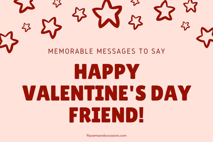 happy valentine's day friend with stars and hearts on pink greeting card for friends