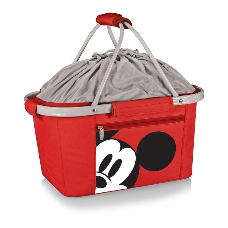 "Classic Disney fans will love this Mickey Mouse Collapsible Cooler Tote by Picnic Time. DisneyPRODUCT FEATURES Lightweight, fully-collapsible design Insulated basket can be used for many occasions Durable 600D polyester canvas with a water-resistant interior Expandable drawstring top Sturdy aluminum frame Detachable canvas for easy cleaning 24\"H x 13\"W x 4\"D Model no. 645-00-100-014-11 Size: One Size. Color: Red. Gender: unisex. Age Group: adult." Mickey Mouse Office, Insulated Basket, Mickey Mouse Kitchen, Cooler Tote Bag, Disney Kitchen, Cooler Tote, Mickey Y Minnie, Utility Tote, Picnic Time