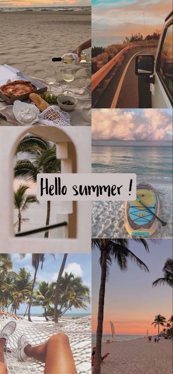 there is a collage of pictures with the words hello summer