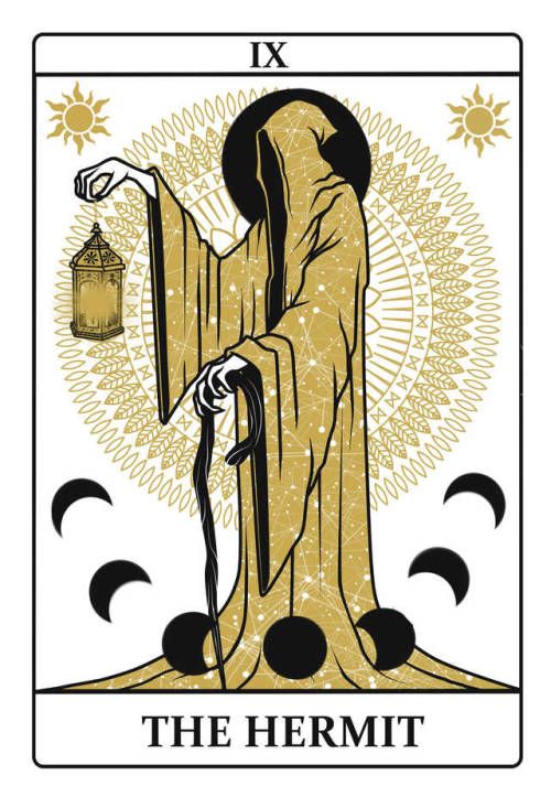 the hermit tarot card with an image of a woman holding a lantern