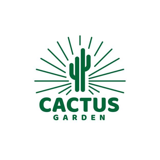 cactus garden logo with sunburst