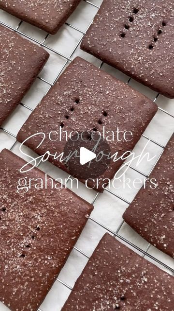 chocolate graham graham graham crackers on a cooling rack with the words chocolate graham graham crackers