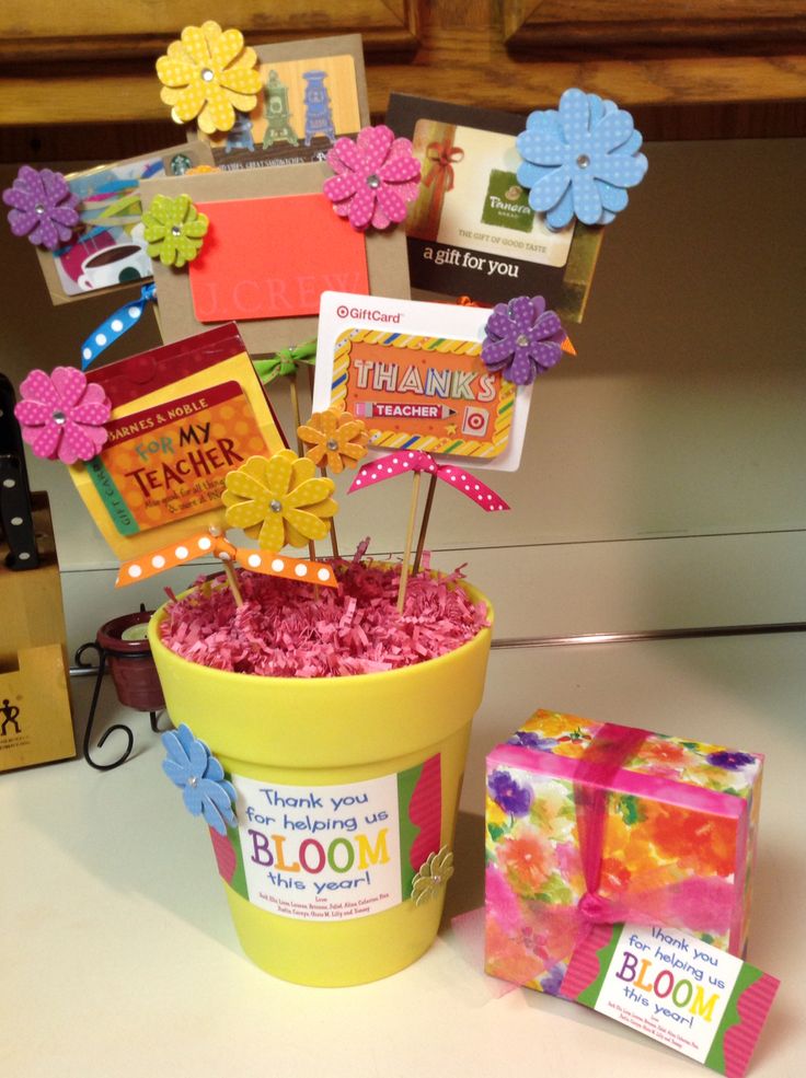 a potted plant with flowers and cards in it next to a box of tissues