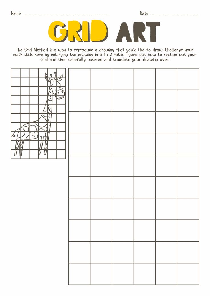 the grid art worksheet for children to learn how to draw a giraffe