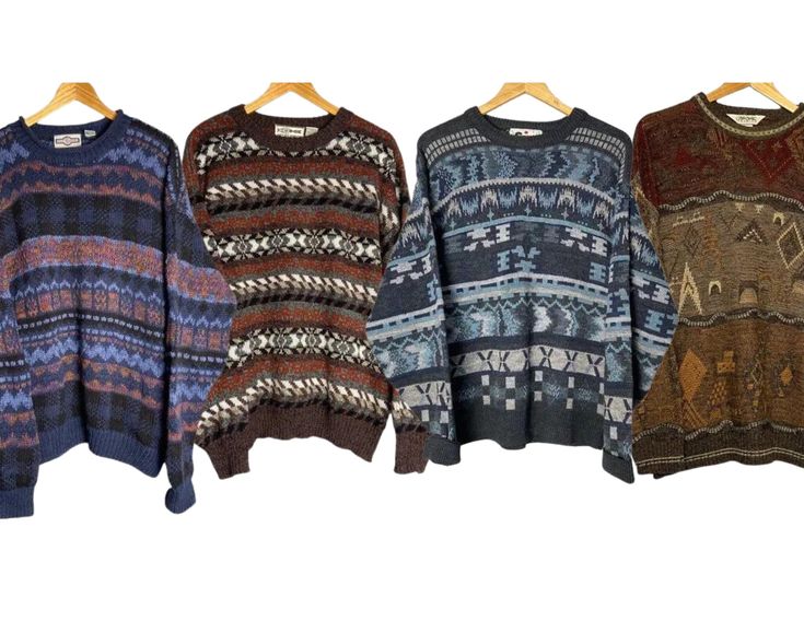 Vintage Mystery Box Retro 90s Patterned Sweater Each box will include 1 mystery sweater, there may be minor pilling due to age but we do inspect each piece thoroughly to ensure good quality.  Size Guide: S - 18-19'' M - 20-21' L - 22-23'' XL - 24-25'' Step back in time with our Vintage Retro 90s Grandpa Sweater Mystery Box! Each order unlocks a piece of the past with one authentic vintage sweater, handpicked to bring the quintessential 90s vibe straight to your wardrobe. Get ready to embrace the Sweater Box, Sweater Grunge, Neutral Sweaters, Grandpa Sweater, Cool Fits, Eco Friendly Fashion, Mystery Box, Fashion History, Vintage Sweaters