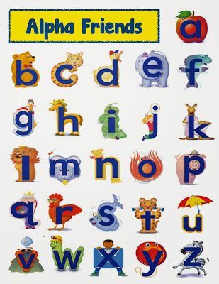 an alphabet with animals and letters on it