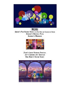 the menu for disney's inside out, including an image of mickey mouse and other characters