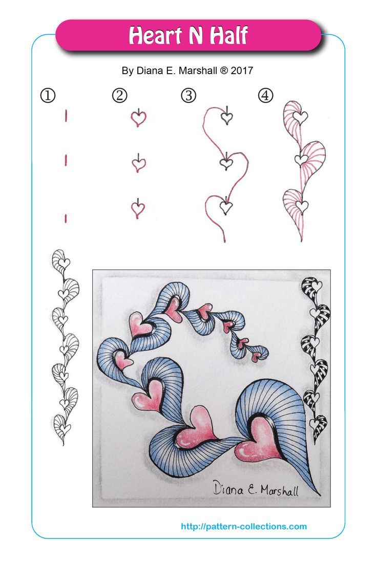 the heart n half pattern is shown in pink and blue