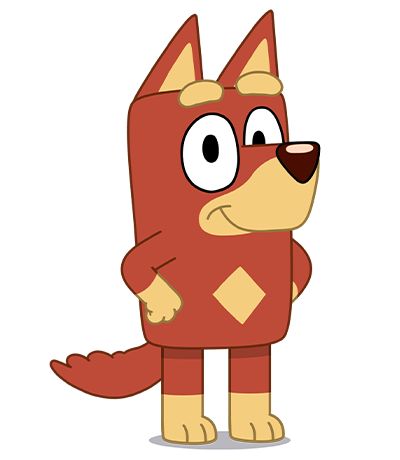 a cartoon dog in a red costume with big eyes and an angry look on his face