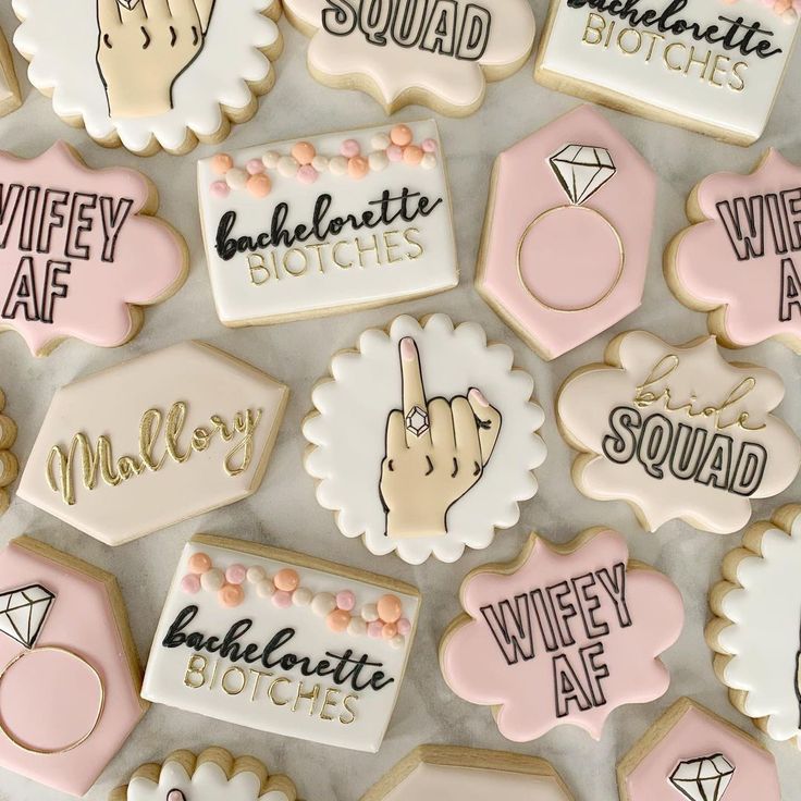 decorated cookies with different sayings on them