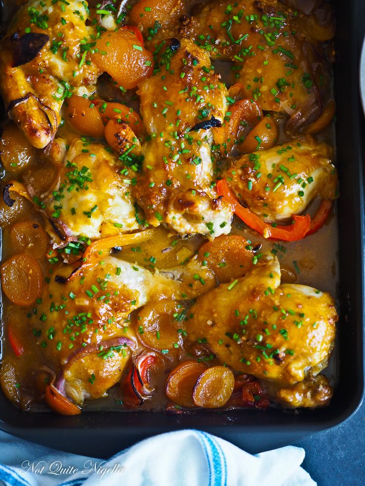 the chicken dish is prepared and ready to be served in the oven for dinner or as an appetizer