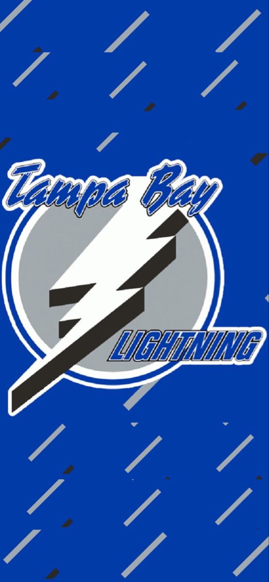 the tampa bay lightning logo is shown on a blue background with white and black stripes