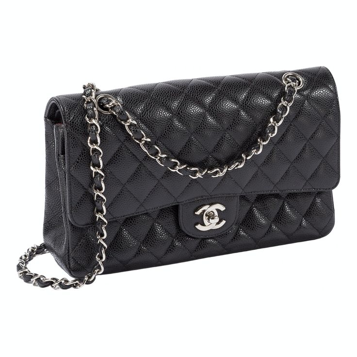 Chanel Caviar Bag, Black Chanel Purse, Chanel Cross Body Bag, Chanel Mini Flap Bag, Chanel Double Flap, Wishlist 2024, Favorite Purse, Chanel Flap Bag, Silver Bags