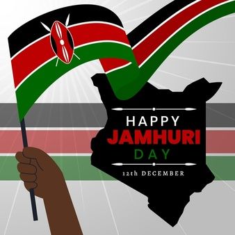 a hand holding a kenya flag with the words happy jamahuri day written on it