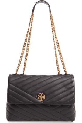 Tory Burch Kira Chevron Leather Crossbody Bag | Nordstrom Classic Travel Shoulder Bag With Metal Logo, Rectangular Office Shoulder Bag With Metal Logo, Business Rectangular Shoulder Bag With Metal Logo, Business Bags With Metal Logo, Classic Everyday Bags With Metal Logo, Classic Crossbody Bags With Metal Logo, Elegant Shoulder Bag With Metal Logo For Travel, Formal Tan Shoulder Bag With Chain Strap, Everyday Rectangular Shoulder Bag With Metal Logo