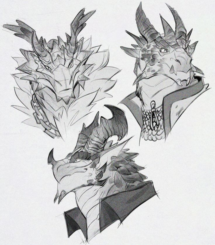 some drawings of animals with horns on their heads