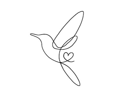 a single line drawing of a bird with a heart