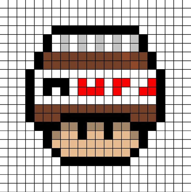 A pixel art template of a Mario mushroom themed as Nutella the chocolate spread. Pixel Art Chocolate, Mario Mushroom Pixel Art, Mushroom Pixel, Pixel Art Mushroom, Food Pixel Art, Mushroom Pixel Art, Pixel Art Mario, Pixel Art Food, Modele Pixel Art