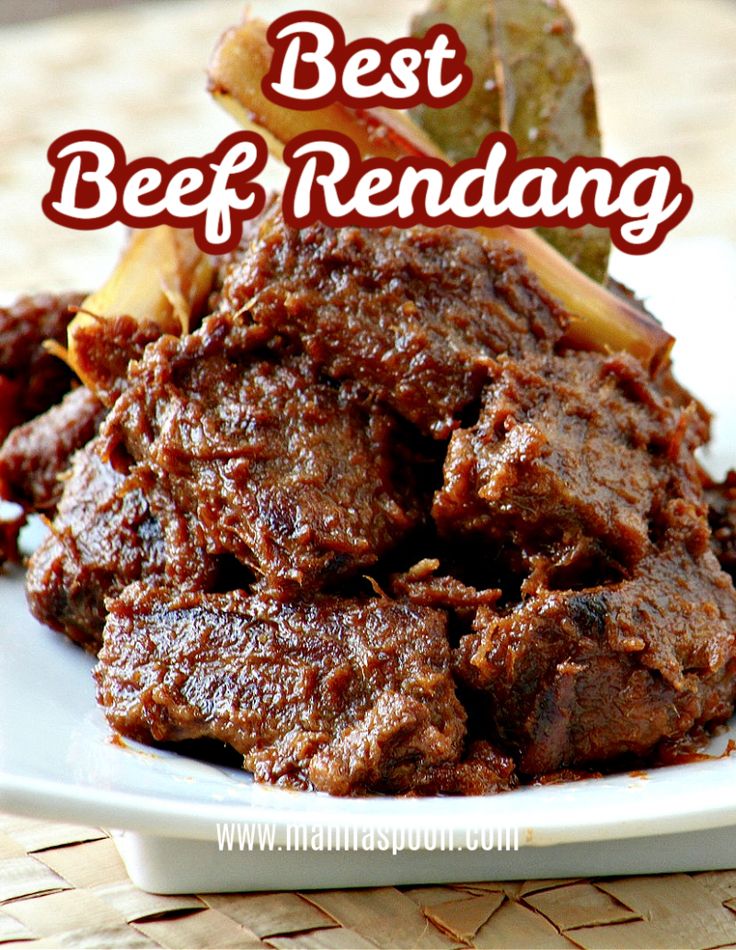 the best beef rendang recipe on a white plate