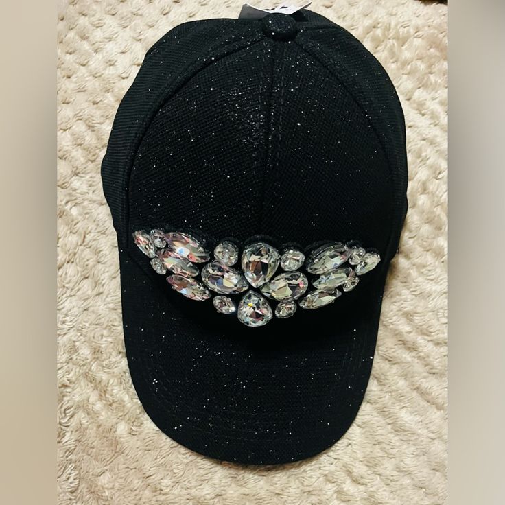 Black Bling Baseball Cap. This Cap Is Brand New. Size: One Size Fits All Casual Black Baseball Cap For Party, Black Casual Baseball Cap For Parties, Trendy Silver Adjustable Hat, Black Snapback Baseball Cap For Party, Trendy Adjustable Silver Hat, Casual Silver Hat, One Size Fits Most, Casual Silver Hat One Size, Silver Casual Hat, Casual Silver Hat