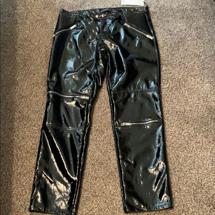 Biker Pants With Zip Detailing! Black Pants With Zip Fly For Fall, Black Bottoms With Zip Fly For Fall, Casual Black Leather Pants With Zip Fly, Trendy Black Pants With Zip Fly, Zip Fly Trousers For Night Out, Black Fitted Pants With Zip Fly, Black Biker Pants With Zip Fly, Black Biker Workwear Pants, Black Biker Bottoms With Zipper Closure