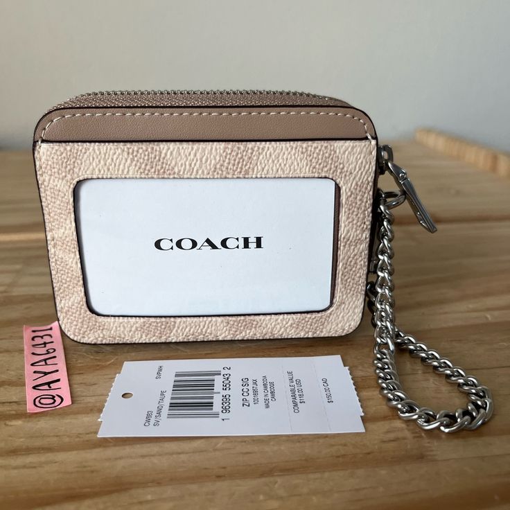 100% Authentic Brand New With Tags Comes In Original Packaging Cw883 Signature Zip Card Case Sand/Taupe And Silver Hardware 4 1/8” L X 3 1/4” H Bags Coach, Silver Hardware, Card Case, Wallets For Women, Coach Bags, 4 H, Gold Hardware, Bag Lady, Packaging