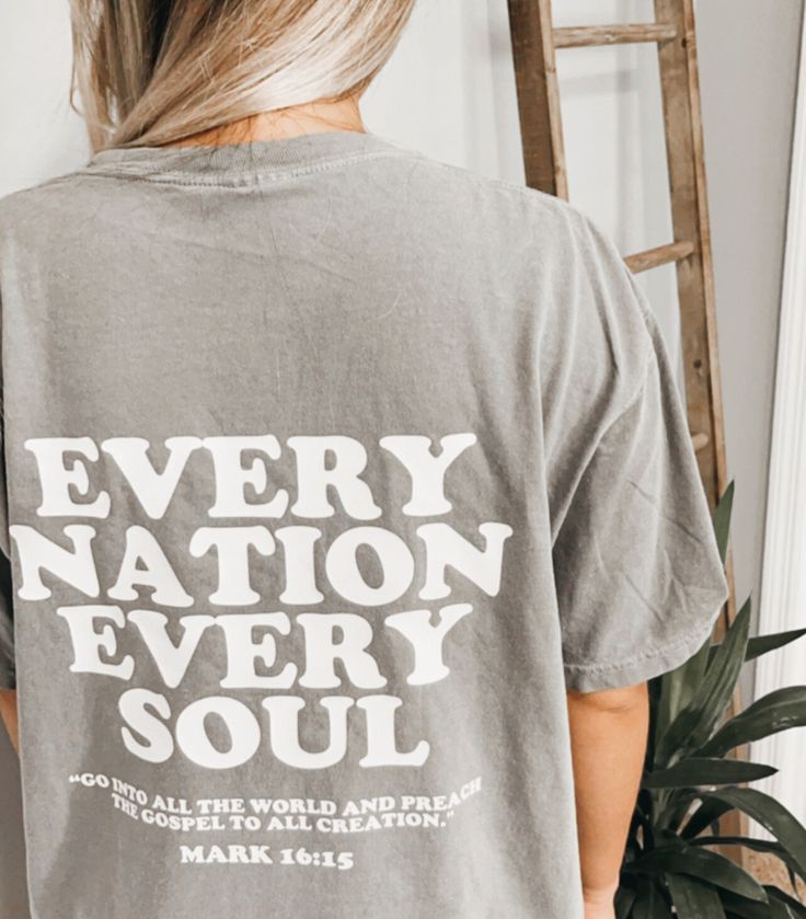 Every Nation Every Soul Christian Unisex T-shirt — Child of God Co. Mission Trip Shirts, Worship Praise, Christian Clothing Brand, Jesus Clothes, Content Inspiration, Christian Shirts Designs, Christian Hoodies, Church Shirt, Faith Clothing