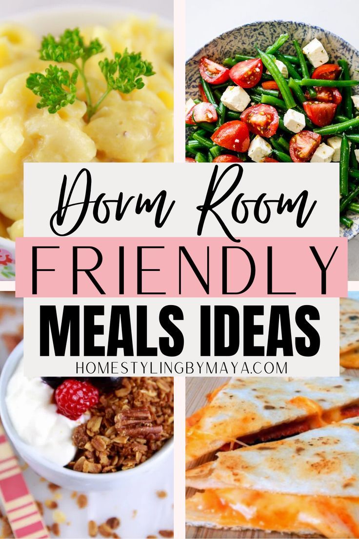 four different images with the words down room friendly meals ideas on top and below them