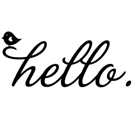 the word hello written in cursive writing with a bird