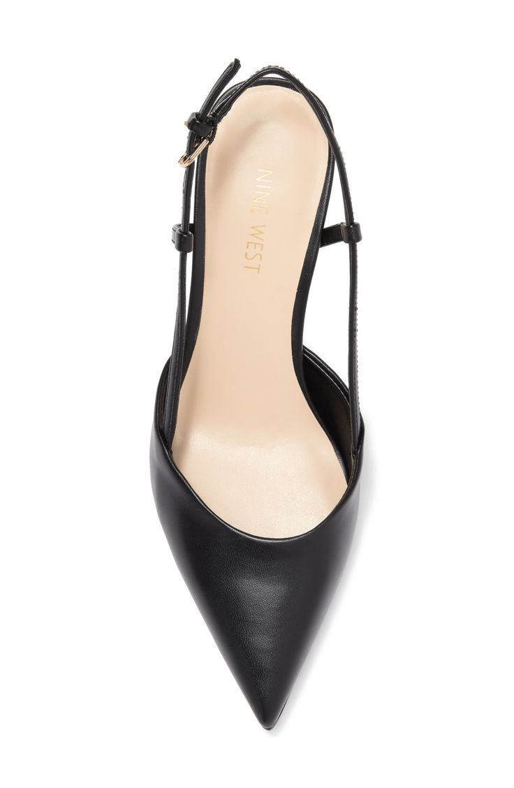 Punctuate any outfit with a pointed-toe pump secured by an adjustable slingback strap and lifted by a curvy heel. 2" heel Synthetic upper, lining and sole Imported Evening Slingback Pumps With Heel Loop, Slingback Pumps With Removable Insole For Office, Black Slingback Kitten Heels With Wrapped Heel, Black Slingback Pumps With Pointed Toe And Heel Loop, Black Pointed Toe Slingback Pumps With Heel Loop, Black Pointed Toe Slingback Pumps, Slingback Pumps With Heel Loop And Medium Width, Medium Width High Heel Slingback Pumps With Heel Loop, Formal Slingback Pumps With Heel Loop Medium Width