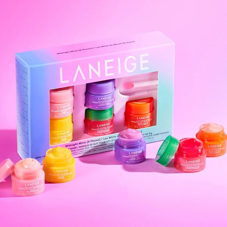 Midnight Minis | LANEIGE Mini Skincare, Watermelon Pops, Lip Masks, Laneige Lip, Sephora Skin Care, Laneige Lip Sleeping Mask, Lip Set, Preppy Room, Skin Care Items