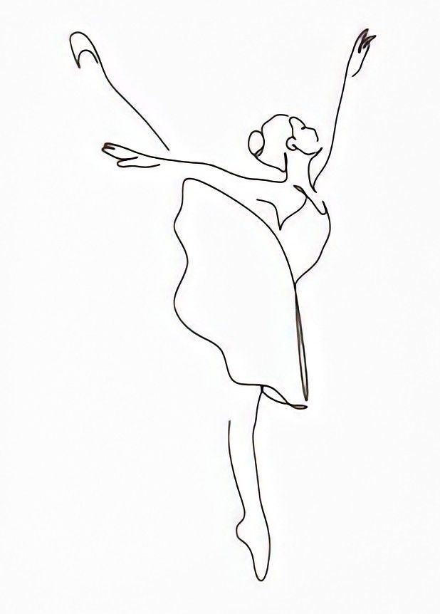 a black and white drawing of a ballerina